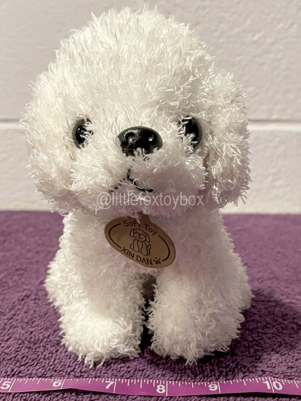 XIN DAN White Puppy Dog Plush Bichon Frise Poodle Style Fuzzy Soft Toy Tag ESSA